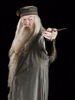 Albus Dumbledore, pointing his wand out.