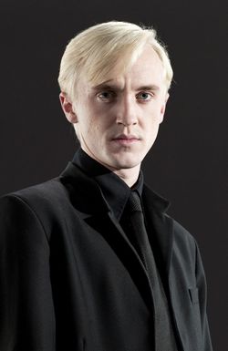 Draco Malfoy, dressed in black, looking angsty.
